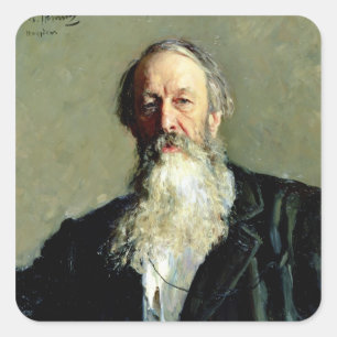 Portrait of Vladimir Stasov , 1883 Square Sticker