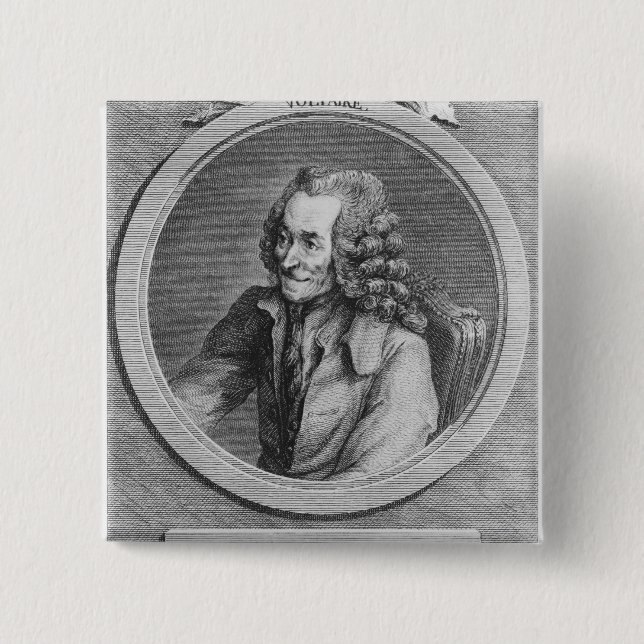 Portrait of Voltaire, from a drawing 2 Inch Square Button (Front)