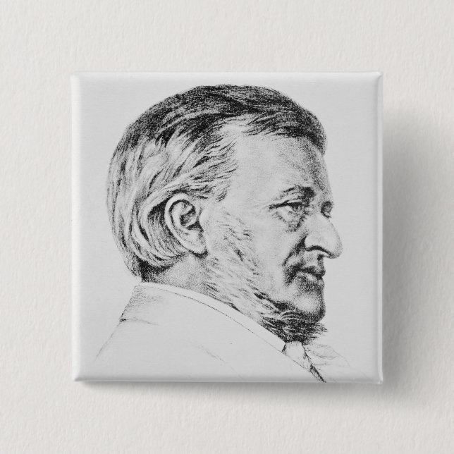 Portrait of Wagner, 19th century 2 Inch Square Button (Front)