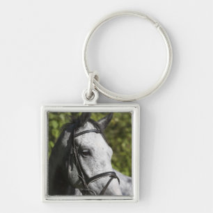 portrait of white horse 2 keychain