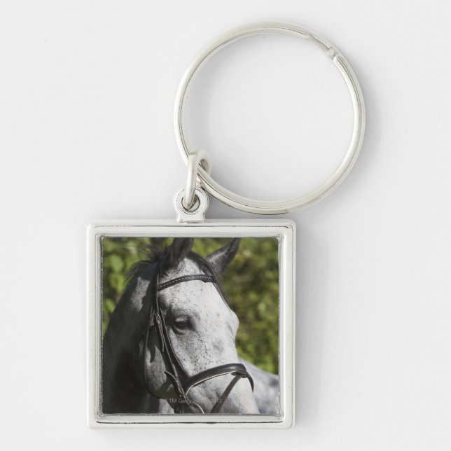 portrait of white horse 2 keychain (Front)