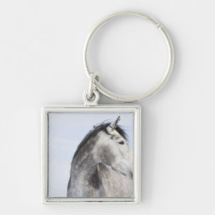 portrait of white horse 2 keychain