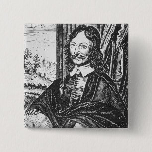 Portrait of William Lilly (1602-81), from his 'Chr 2 Inch Square Button