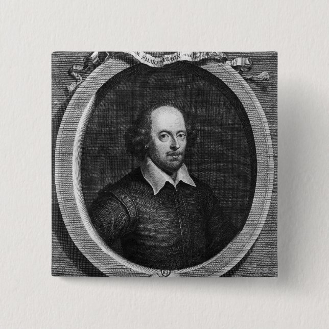 Portrait of William Shakespeare  1719 2 Inch Square Button (Front)
