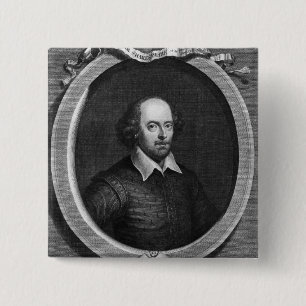 Portrait of William Shakespeare  1719 2 Inch Square Button