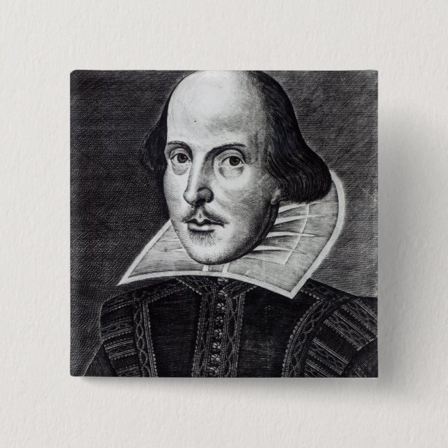 Portrait of William Shakespeare 2 Inch Square Button (Front)