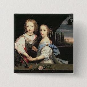 Portrait of Winston and Arabella (1648-1730) Churc 2 Inch Square Button