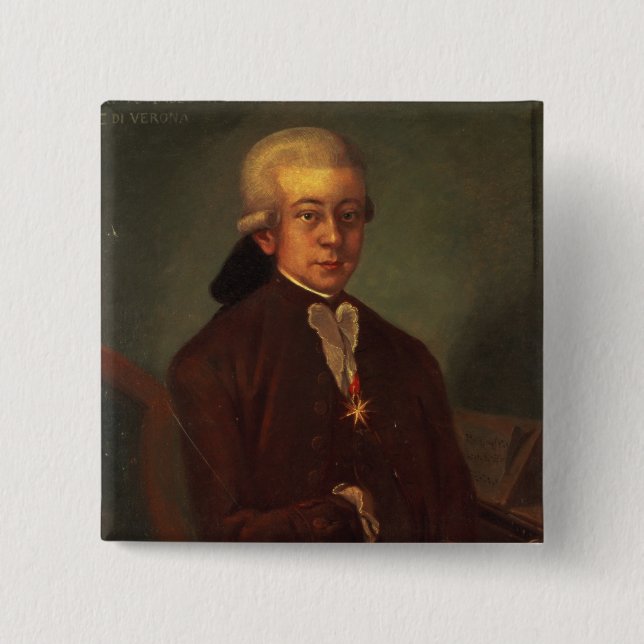 Portrait of Wolfgang Amadeus Mozart 2 Inch Square Button (Front)