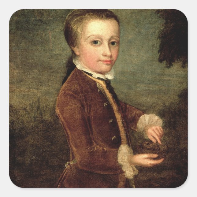 Portrait of Wolfgang Amadeus Mozart  aged Square Sticker (Front)