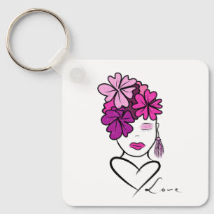Portrait of woman keychain