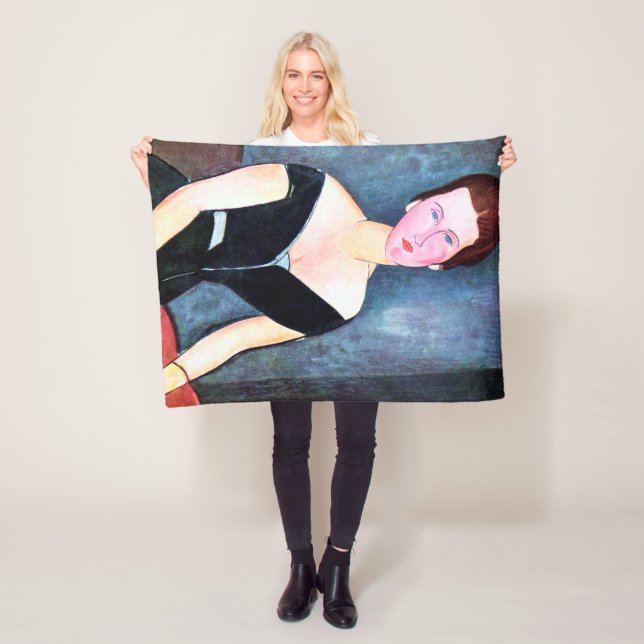 Portrait of Woman, Modigliani Fleece Blanket (In Situ)