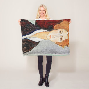 Portrait of Woman, Modigliani Fleece Blanket