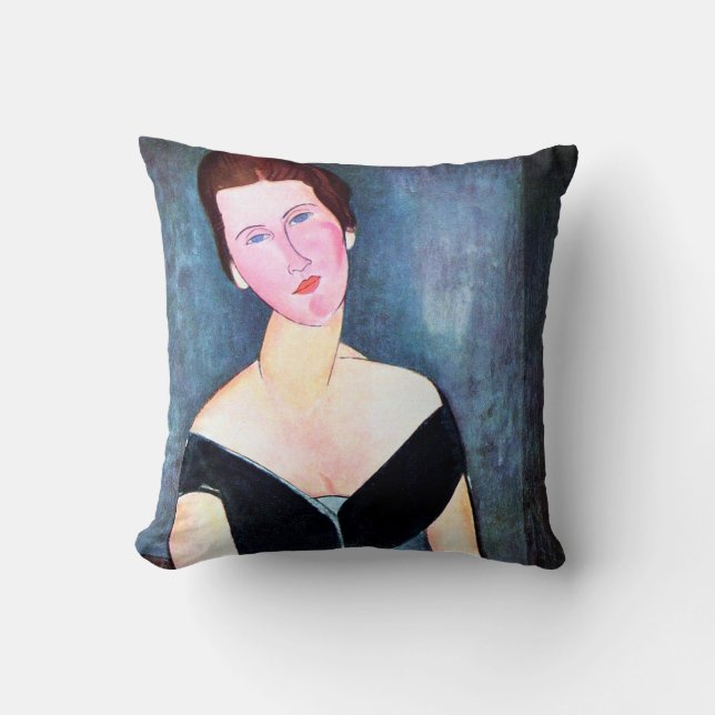 Portrait of Woman, Modigliani Throw Pillow (Front)