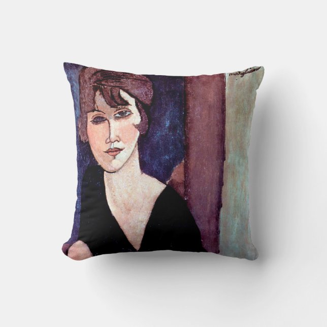 Portrait of Woman, Modigliani Throw Pillow (Front)
