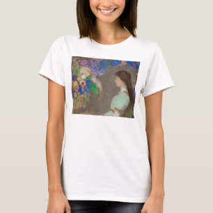 Portrait of woman with flowers by Odilon Redon T-Shirt