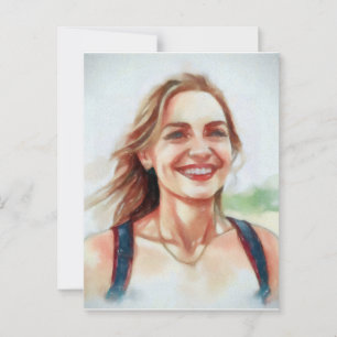 Portrait of women in watercolor style postcard