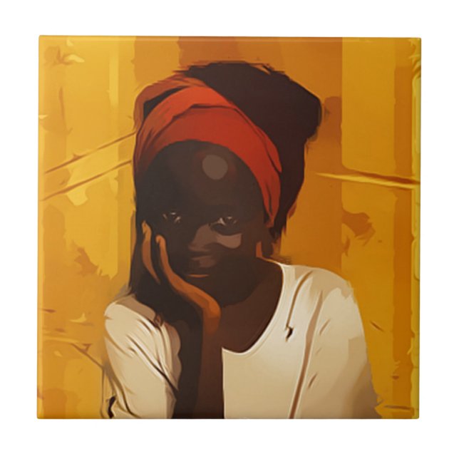 Portrait of Young african girl Tile (Front)