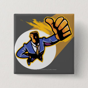 Portrait of young man showing thumbs up 2 inch square button