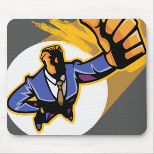 Portrait of young man showing thumbs up mouse pad