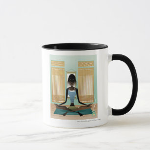 Portrait of young woman doing yoga mug