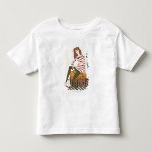 Portrait of young woman sitting on suitcase toddler t-shirt