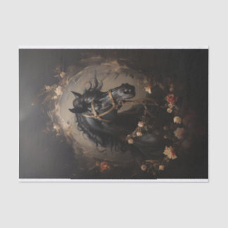 Portrait Painting of a Hors with Roses Tissue Paper