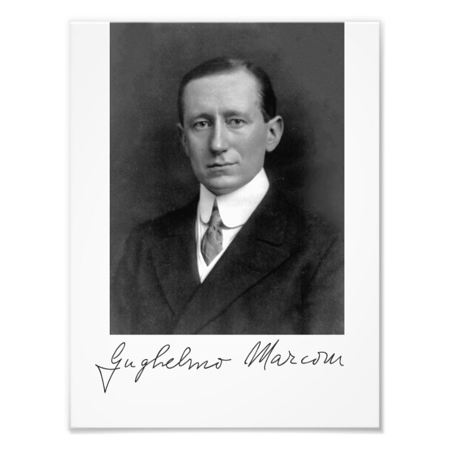 Portrait photo et signature de Guglielmo Marconi (Devant)