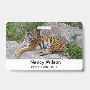 Portrait photo of a Siberian tiger Badge