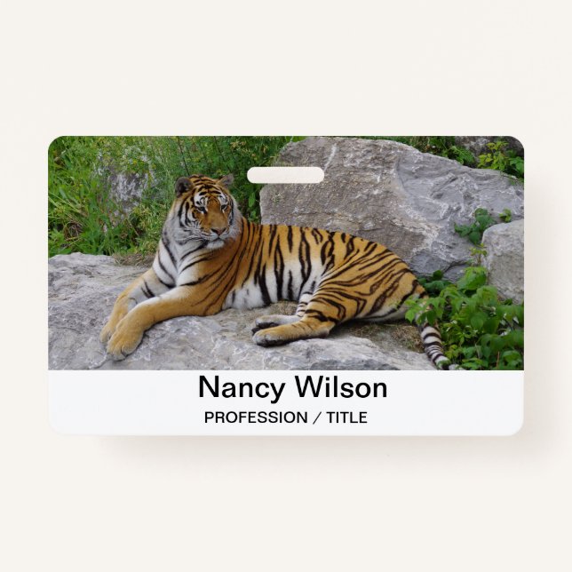 Portrait photo of a Siberian tiger Badge (Front)