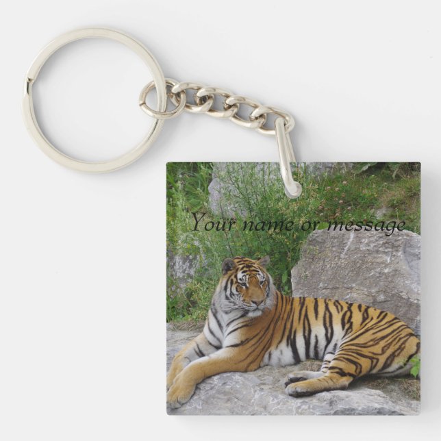 Portrait photo of a Siberian tiger Keychain (Front)