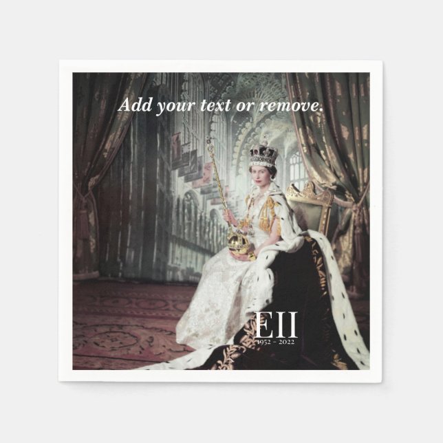 Portrait photograph of Queen Elizabeth 2, Napkin (Front)