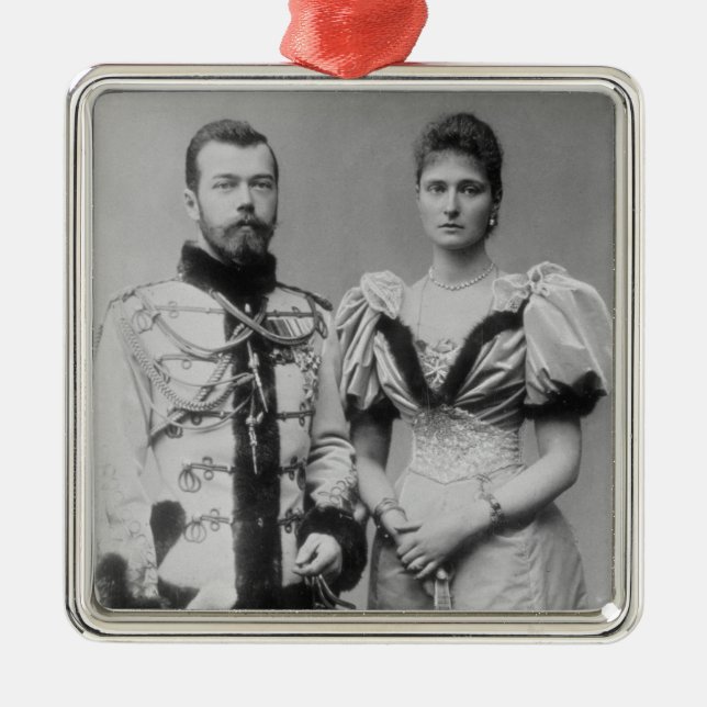 Portrait photograph of Tsar Nicholas II (1868-1918 Metal Ornament (Front)