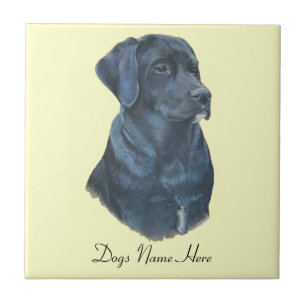 portrait picture of black labrador dog tile
