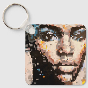 Portrait pixelisé puissant keychain