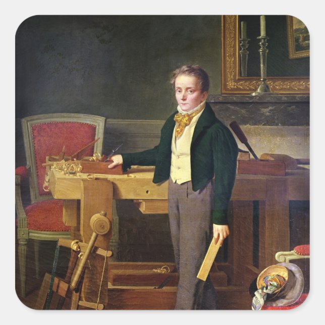 Portrait presumed to be Alfred de La Chaussee Square Sticker (Front)