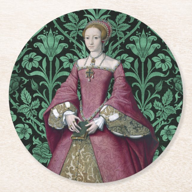 Portrait Princess Elizabeth Tudor, Queen  Round Paper Coaster (Front)