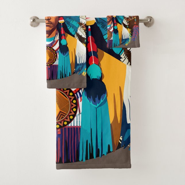 Portrait puissant en chef amérindien (En situation)