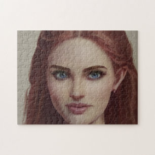 Portrait Red Hair Smile Young Woman Jigsaw Puzzle