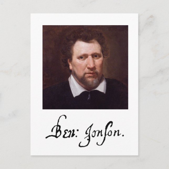 Portrait & Signature of Ben Jonson Postcard (Front)