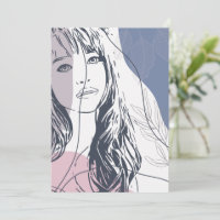 Portrait sketch, tropical plants colourful shapes 