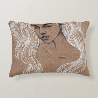 Portrait Sketch: Young Girl Illustration Accent Pillow