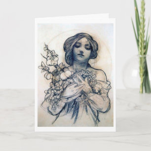 Portrait (Study), Alphonse Mucha Card