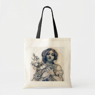 Portrait (Study), Alphonse Mucha Tote Bag