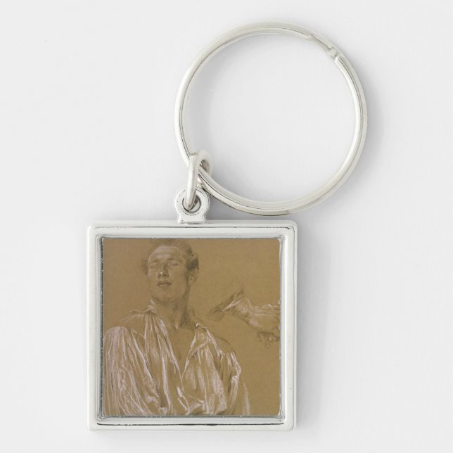 Portrait study of a man in a white shirt keychain (Front)