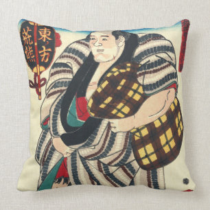 Portrait Sumo Wrestler 1847 Throw Pillow