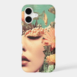 Portrait surréaliste sous-marin avec des fleurs de