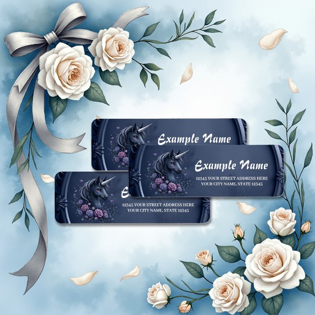 Portrait Unicorne foncé dans un cadre rond (Créateur téléchargé)