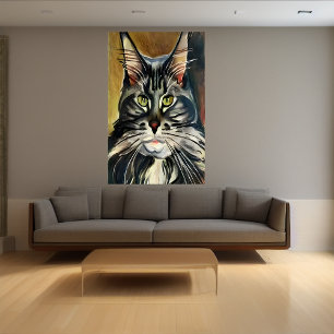 Portraits d'un coon du Maine   AI Art Poster