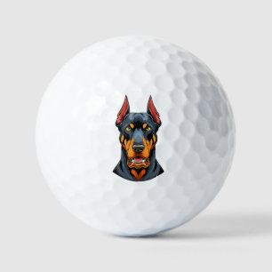 Portraits of a head Doberman dog front view Golf Balls