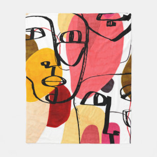 Portraits of a woman in modern abstract style. Han Fleece Blanket